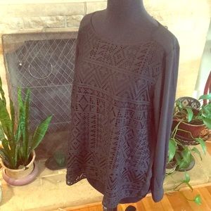 Black lace and chiffon tunic